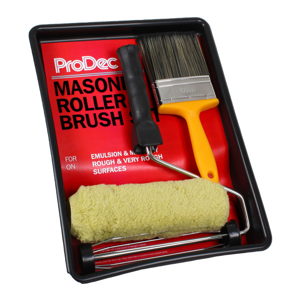 ProDec 9" x 1.5" Masonry Roller, 4" Brush & Tray Kit ProDec 9" x 1.5" Masonry Roller, 4" Brush & Tray Kit