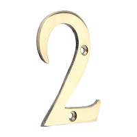 Timco Solid Brass Door Numeral 2 75mm