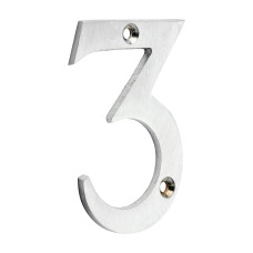 Timco Solid Brass Door Numeral 3 75mm TIMpac