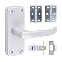 Contractors Satin Alu Lever Latch Door Pack 103x40mm 2pcs