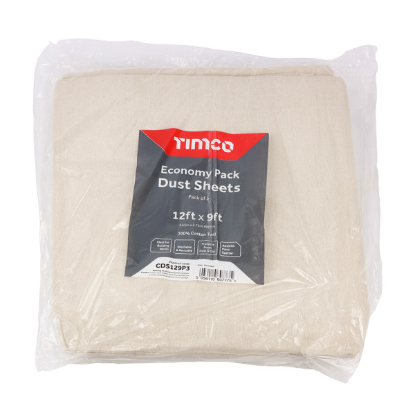 Timco Economy Dust Sheets Pack of 3 12ftx9ft Timco Economy Dust Sheets Pack of 3 12ftx9ft