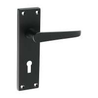 Victorian Straight Lock Handles Matt Black 152x43mm 2pcs