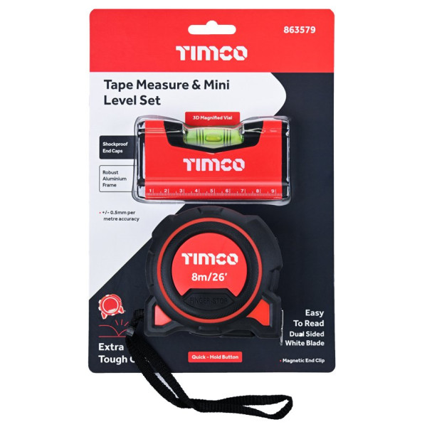 Timco Tape Measure and Mini Level Set Timco Tape Measure and Mini Level Set