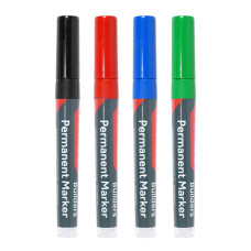 Builders Permanent Markers Mixed Colours Fine 4pcs
