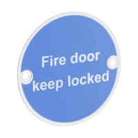 Timco Fire Door Keep Locked Sign SAA 76mm