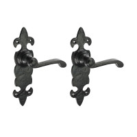 Fleur De Lys Ornate Latch Handle Antique Black 195x55 2pcs
