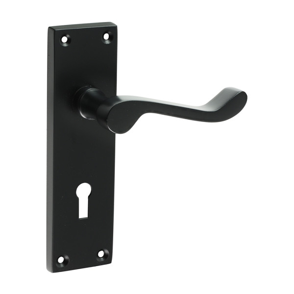 Victorian Scroll Lock Handles Matt Black 152x42mm 2pcs Victorian Scroll Lock Handles Matt Black 152x42mm 2pcs