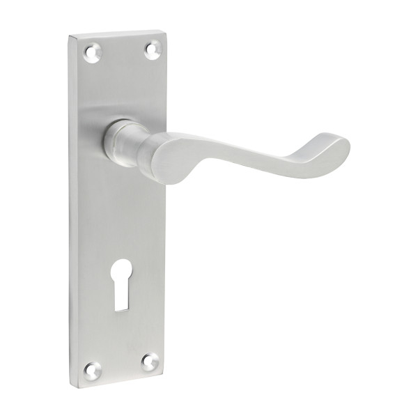 Victorian Scroll Lock Handles Satin Chrome 152x42mm 2pcs Victorian Scroll Lock Handles Satin Chrome 152x42mm 2pcs