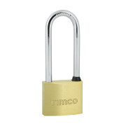 Timco Long Shackle Medium Security Brass Padlock