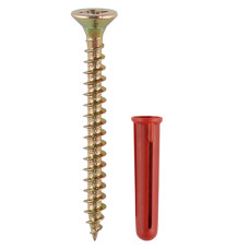 Screws 4x40 & Red Plastic Plugs 30mm 200pcs