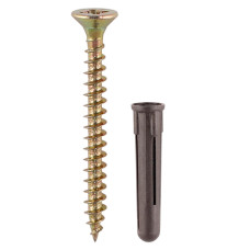 Screws 5x50 & Brown Plastic Plugs 35mm 125pcs