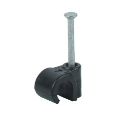 Round Cable Clips Black to fit 7.0mm 100pcs