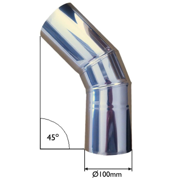 Vitcas Chimney Flue 45 Degree Bend Stainless Steel Vitcas Chimney Flue 45 Degree Bend Stainless Steel