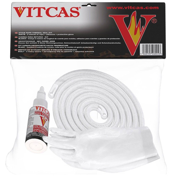 Vitcas Fireplace Stove White Rope & Glue Kit Vitcas Fireplace Stove White Rope & Glue Kit